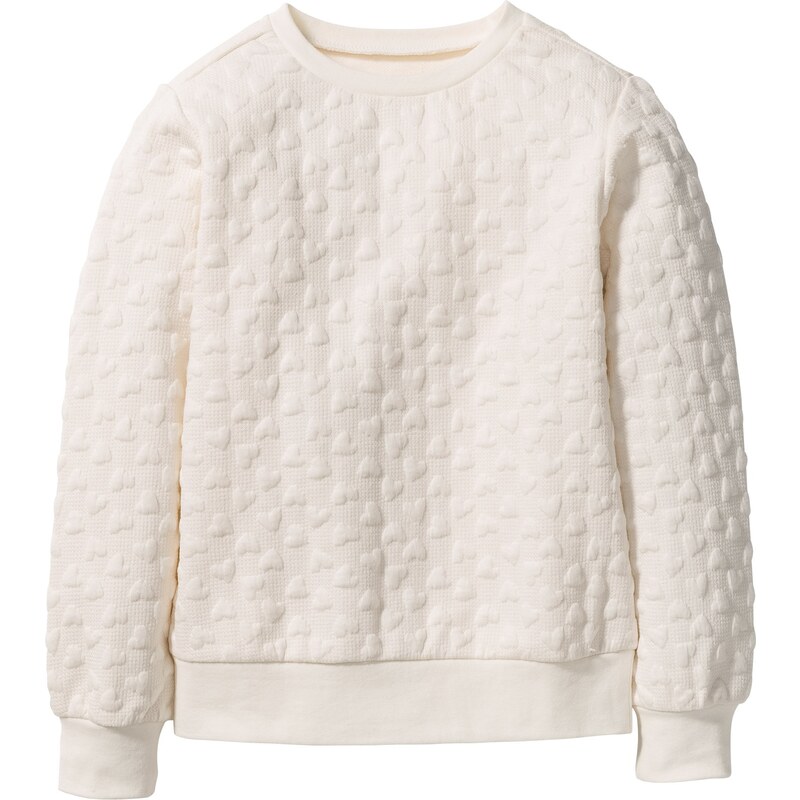 bpc bonprix collection Sweatshirt mit Herzchenmuster langarm in weiß für Mädchen von bonprix