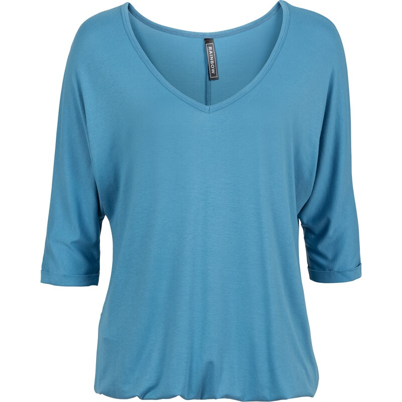 RAINBOW Shirt 3/4 Arm in blau (V-Ausschnitt) für Damen von bonprix