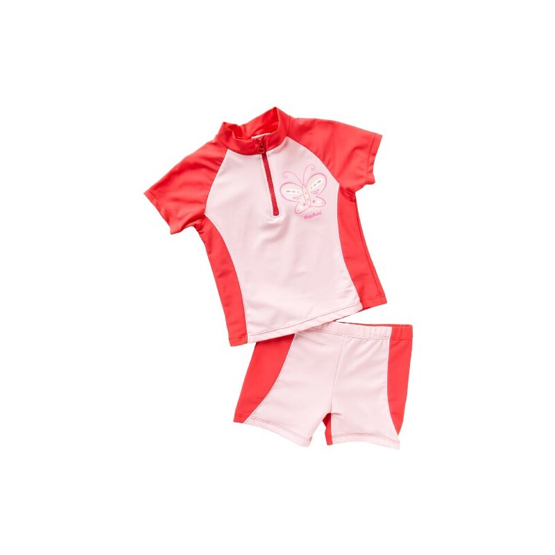 Playshoes Mädchen Badehose UV-Schutz nach Standard 801 und Oeko-Tex Standard 100 Bade-Set 2 tlg. Basic Schmetterling in rosa/rot 461062
