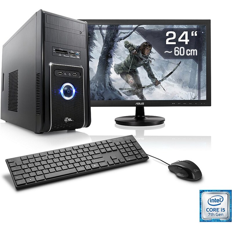 CSL Gaming PC Set i5-7400 GeForce GTX 1050 8 GB RAM 24" TFT »Speed T5851 Windows 10 Home«