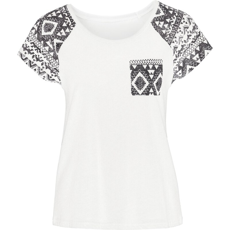 RAINBOW Shirt mit Ethno-Print kurzer Arm in weiß für Damen von bonprix