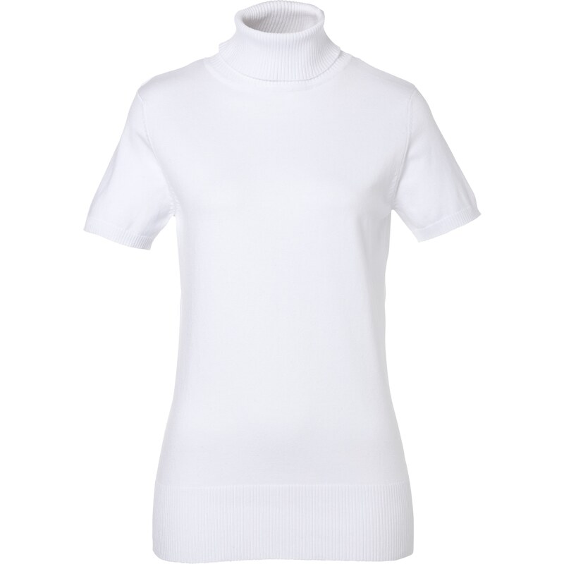 bpc bonprix collection Basic Feinstrick-Pullover kurzer Arm in weiß für Damen von bonprix
