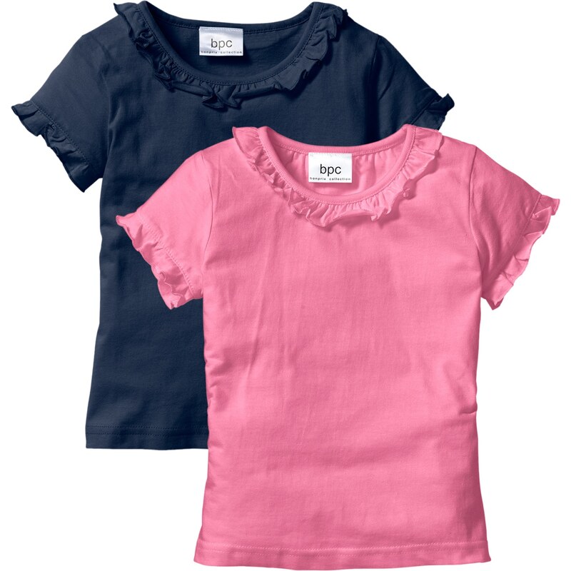 bpc bonprix collection T-Shirt (2er-Pack) kurzer Arm in blau für Mädchen von bonprix