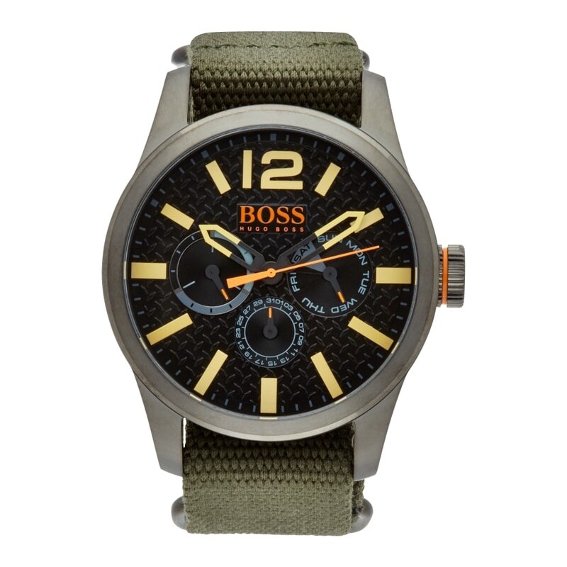 Boss Orange Uhr aus Edelstahl mit Textil Armband