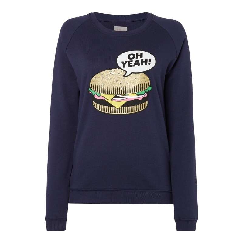 Oh Yeah Berlin Sweatshirt mit Burger-Print