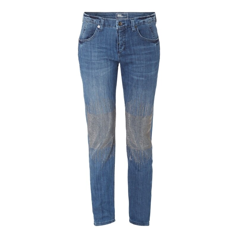 MAC Cropped Slim Fit Jeans mit Nietenbesatz