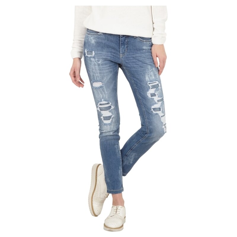 MAC Destroyed Skinny Fit Jeans mit Bleached-Details