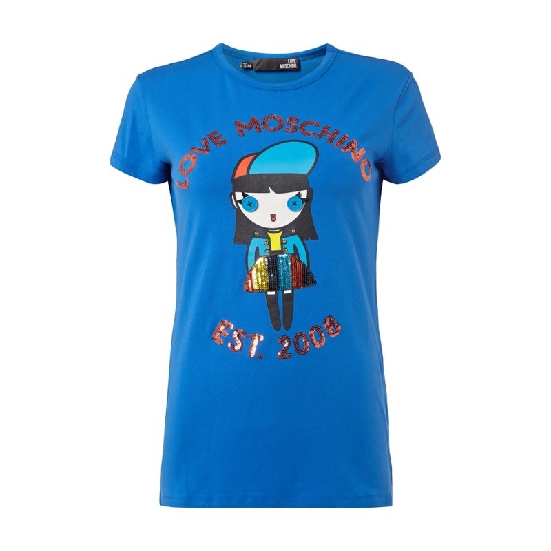 Love Moschino T-Shirt mit Comic-Print und Pailletten