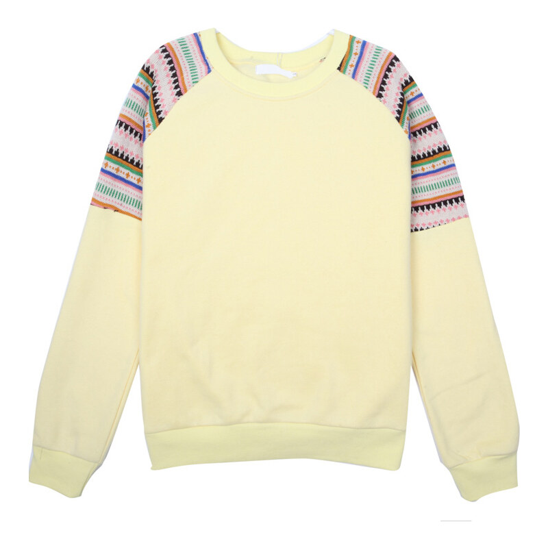 Lesara Sweater mit gemustertem Raglanärmel - Gelb - M