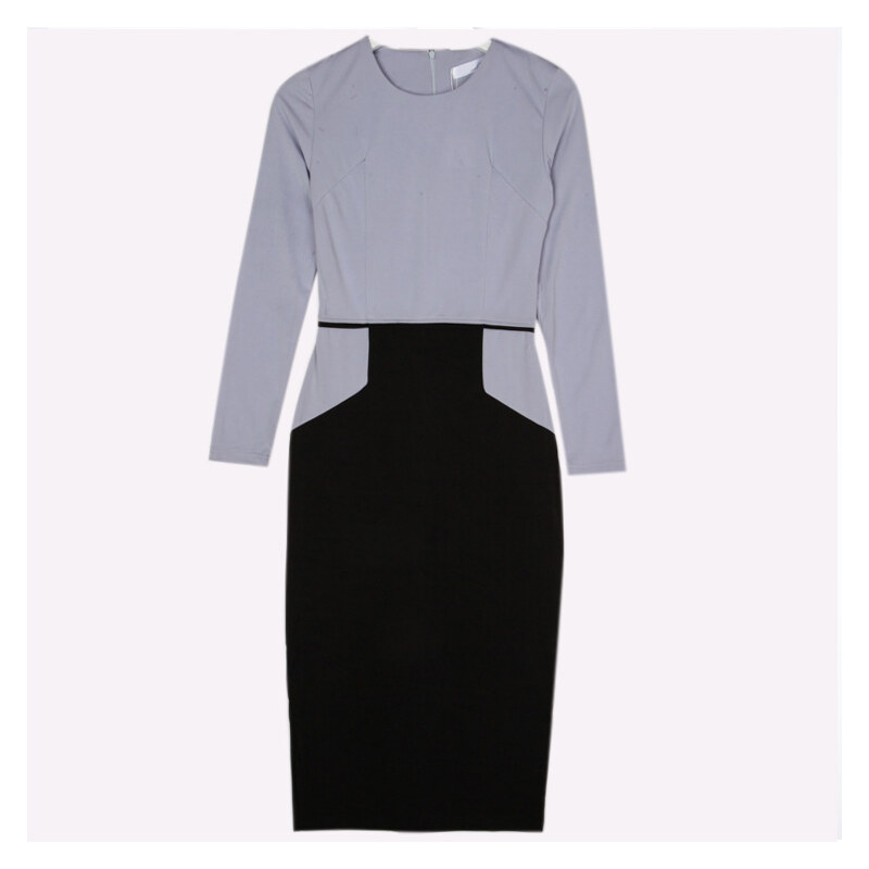 Lesara Midi-Kleid im Farbblock-Design - Grau - M