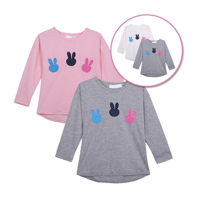 Lesara 2er-Set Kinder-Langarmshirt Bunny - 86 - Pink
