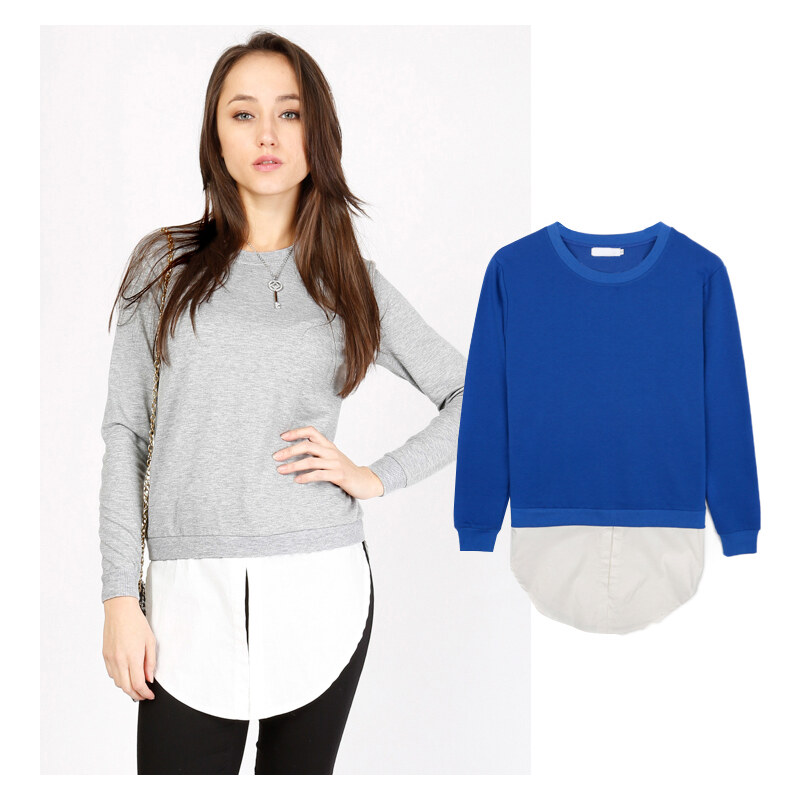 Lesara Sweatshirt mit Blusen-Abschluss - L - Blau