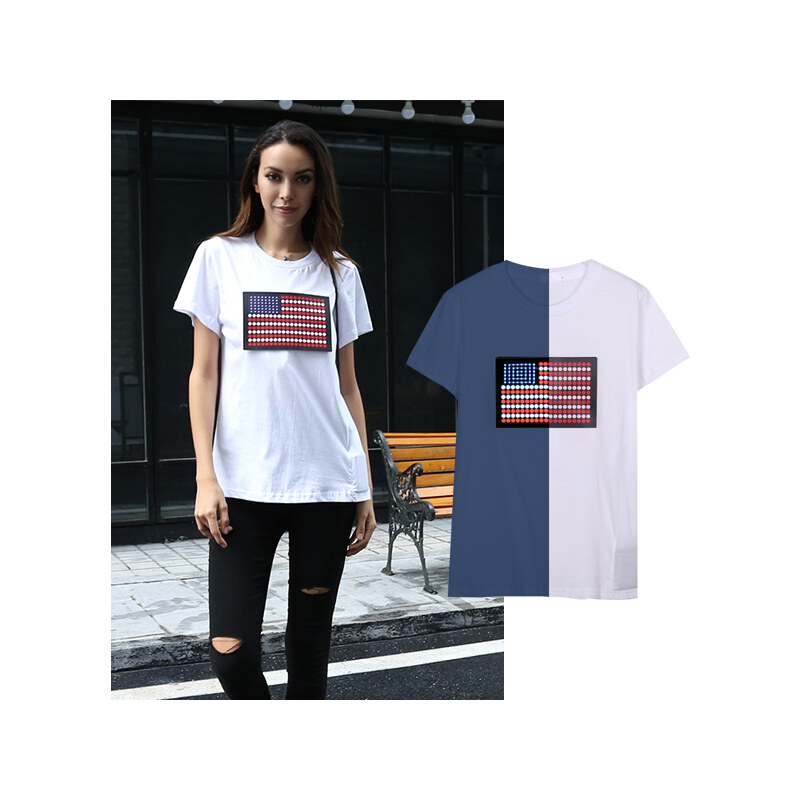 Lesara LED-T-Shirt USA-Flagge - M