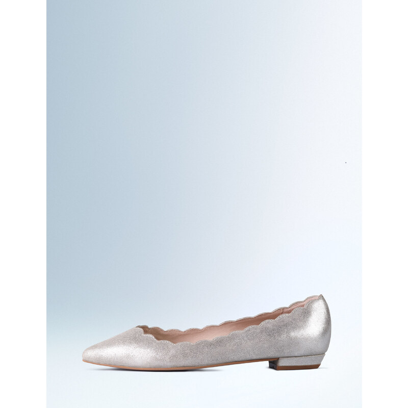 Schuhe mit spitzer Zehenpartie und Bogenrand Silber Damen Boden