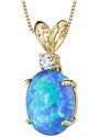Eppi Goldener Anhänger mit blauem Opal und Diamant Rafiah