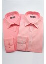 Avantgard Slim Herrenhemd mit rosa Würfel langen Ärmeln