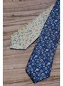 Avantgard Schmale Krawatte mit blau-gelbem Muster