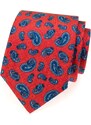 Avantgard Rote Krawattte mit blauen Paisley-Motiven