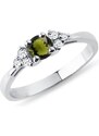 Moldavit Ring in Weißgold mit Diamant KLENOTA K0109022