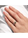 Moldavit Ring in Weißgold mit Diamant KLENOTA K0109022