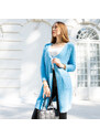 Moda Damen 'blauer weicher langer Cape-Pullover - Kleidung - blue