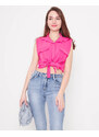 Made in Italy Fuchsiafarbene Crop-Top-Bluse mit Knöpfen - Bekleidung - fuchsia || pink