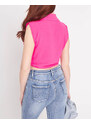 Made in Italy Fuchsiafarbene Crop-Top-Bluse mit Knöpfen - Bekleidung - fuchsia || pink