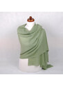 Pranita 100% Kaschmir-Schal groß hellgrün mit Grau-Stich
