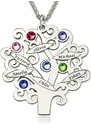 Personalisiertekette.De Gravierte Familie Baum Halskette mit GLÜCKSSTEIN Sterling Silber