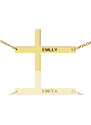 Personalisiertekette.De Vergoldetes Silber lateinisches Kreuz Halskette Gravierte Name 1.6"