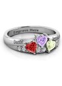Personalisiertekette.De Tripartite Herz Edelstein Ring mit Akzenten