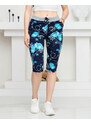 LINTEBOB Damen-Shorts in 3/4-Länge mit Blumenmuster, marineblau und blau GROSSE GRÖSSE - Kleidung - blau || blue