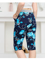 LINTEBOB Damen-Shorts in 3/4-Länge mit Blumenmuster, marineblau und blau GROSSE GRÖSSE - Kleidung - blau || blue