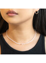 Eppi Silberne Halskette mit Rosenquarz-Perlen Rosa