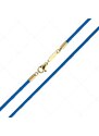 BALCANO - Cordino / Blaues Leder Halskette mit 18K vergoldetem Edelstahl Hummerkrallenverschluss - 2 mm