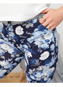 LINTEBOB Marineblaue Damen 3/4 Shorts mit Blumenmuster PLUS SIZE- Kleidung - blau || blue