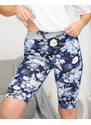 LINTEBOB Marineblaue Damen 3/4 Shorts mit Blumenmuster PLUS SIZE- Kleidung - blau || blue