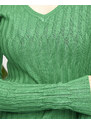 marka niezdefiniowana Grüner Damenpullover mit V-Ausschnitt - Kleidung - Dunkelgrüne || ziel