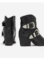 DEFOX Schwarze Damen-Cowboystiefel mit Schnallen Hammy- Footwear - schwarz
