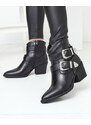 DEFOX Schwarze Damen-Cowboystiefel mit Schnallen Hammy- Footwear - schwarz