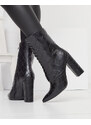 Diamantique Schwarze Damenstiefel mit Prägung an der Ferse Vedika - Footwear