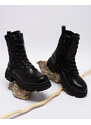 Seastar Schwarze Arbeitsstiefel für Damen mit Deffpi-Aufdruck - Schuhe