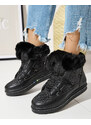 fashion Schwarze Damen-Schnürstiefel mit Pailletten Gesita - Footwear - schwarz