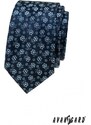 Avantgard Blaue schmale Krawatte mit Blumenmuster