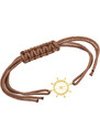 Eppi Goldenes String-Armband für Herren mit einem Steuerrad Rudder