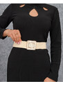 marka niezdefiniowana Cremefarbener geflochtener elastischer Damengürtel - Accessoires - Sahne || beige