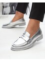 Sweet shoes Silberne Damen Mokassins aus Ökoleder Zibom- Footwear - silber