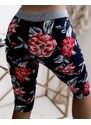 LINTEBOB Damen 3/4 Shorts mit Blumenmuster in marineblau und rot PLUS SIZE - Bekleidung - rot || blau