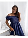 marka niezdefiniowana Marineblaues langes Damenkleid a'la hiszpanka- Kleidung - blau