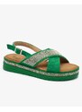 Super Me Royalfashion Grüne Damen-Sandalen aus Öko-Wildleder mit Zirkonen Trikys - Dunkelgrüne || ziel